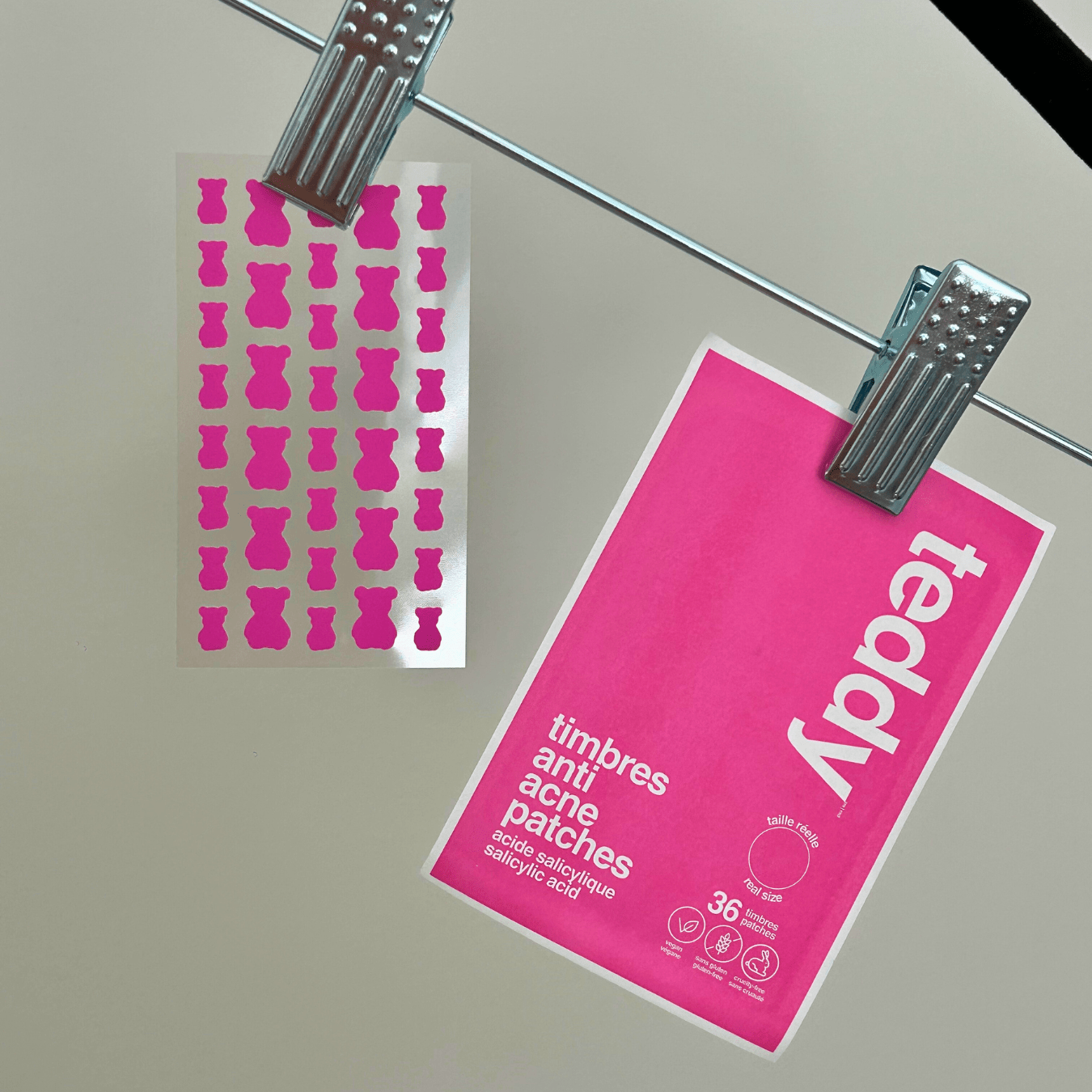 Timbres Anti-Acné à l'Acide Salicylique - 72 Teddies Roses