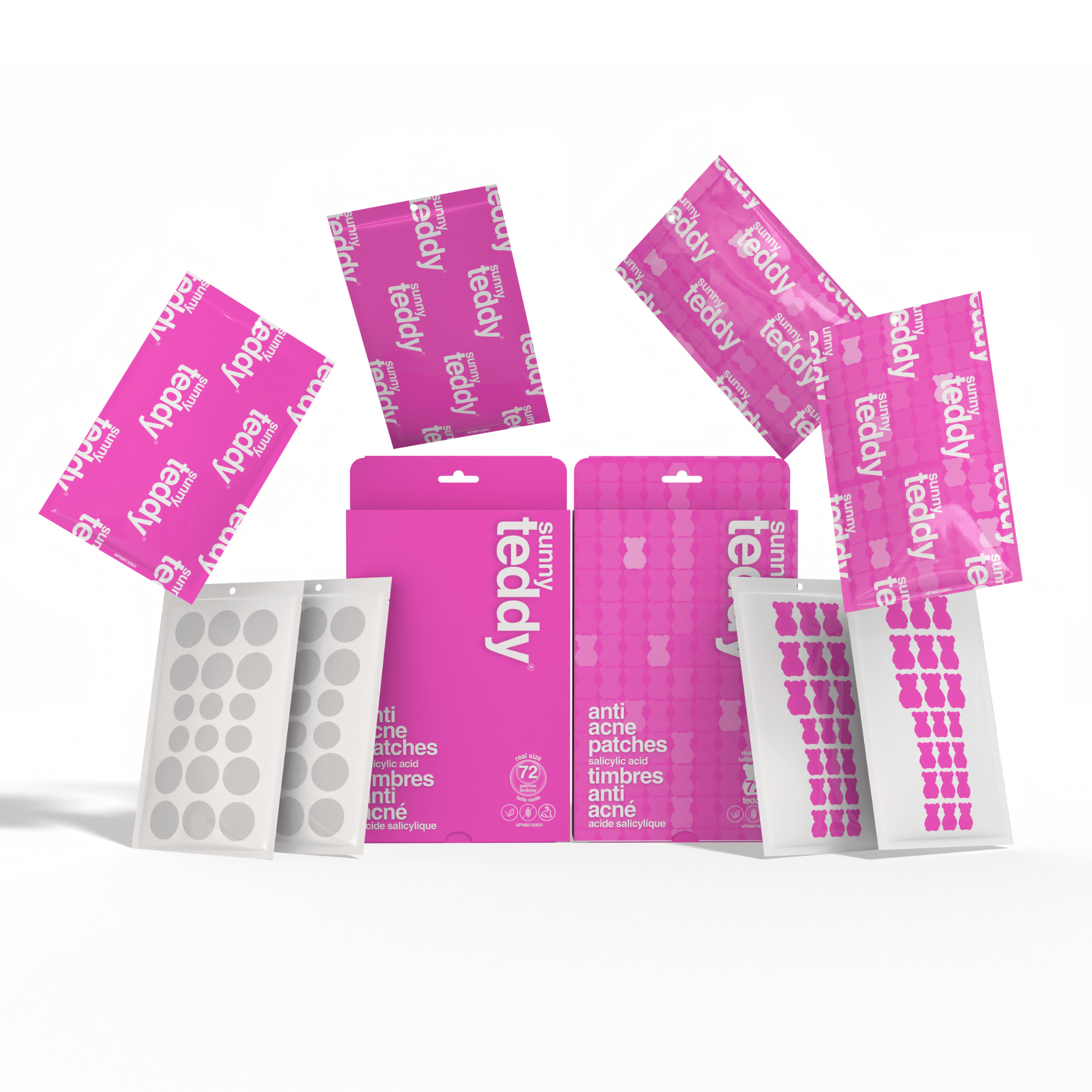 Combo Pack 2.0 | Pimple Patches made with Salicylic Acid - 72 Pink Teddies + 72 Transparent Circles