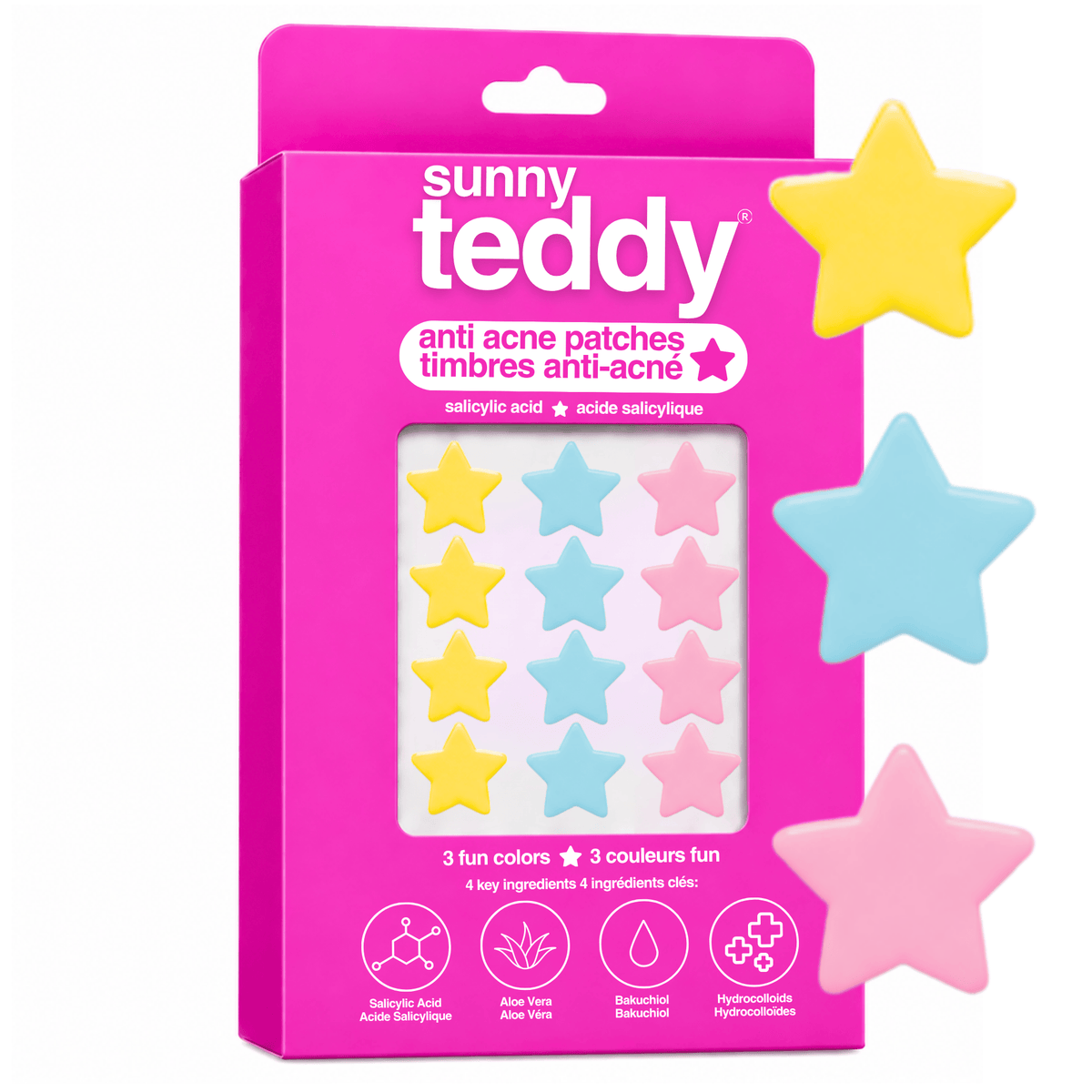 Sunny Teddy Pimple Patches - 72 Multicolor Stars