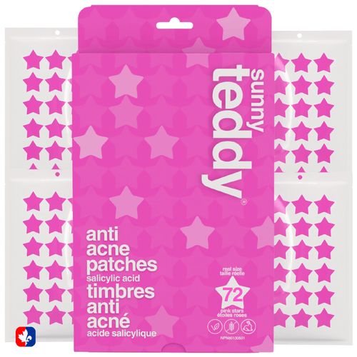 Timbres anti-acné Sunny Teddy - 72 étoiles roses