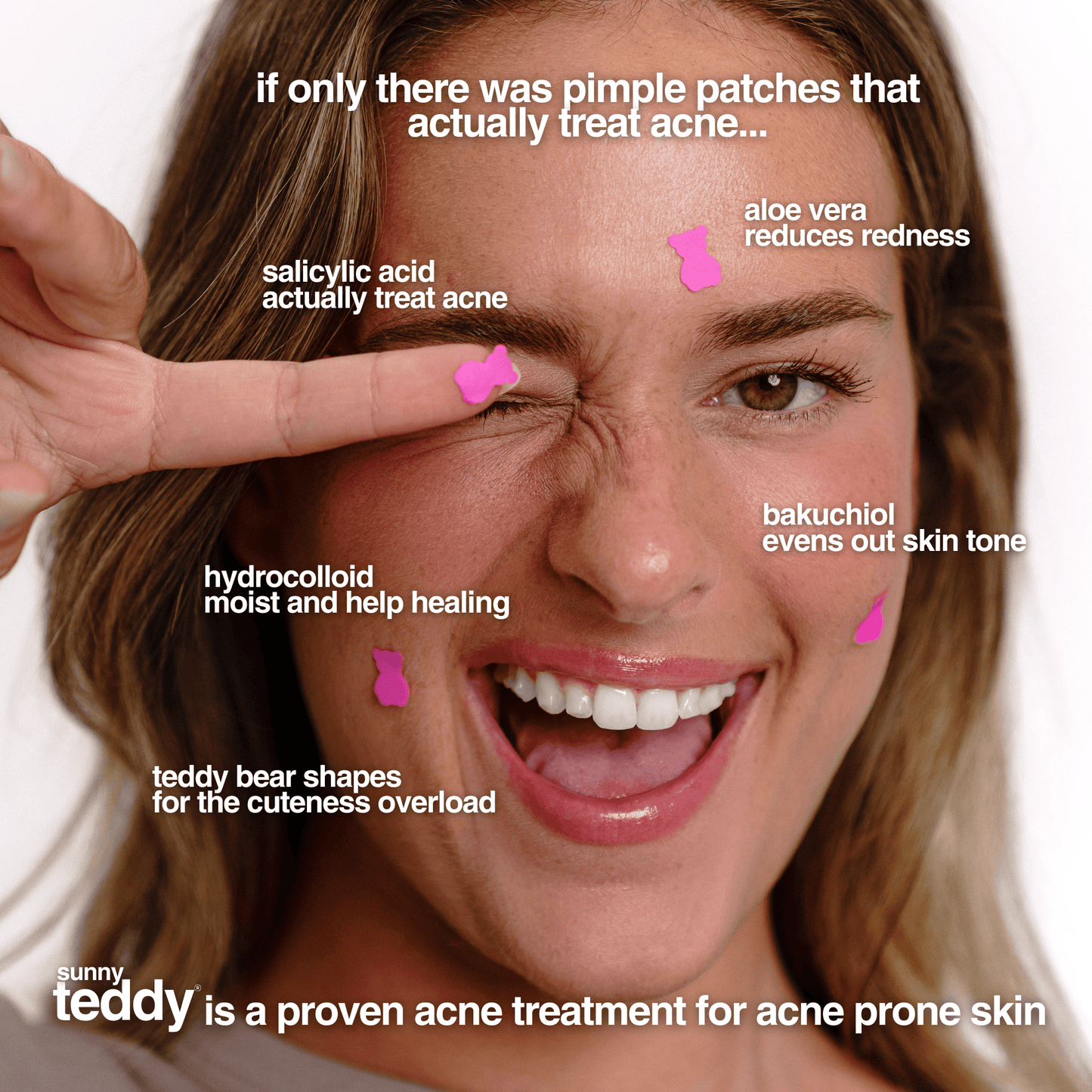 Pimple Patches with Salicylic Acid - 72 Pink Teddies