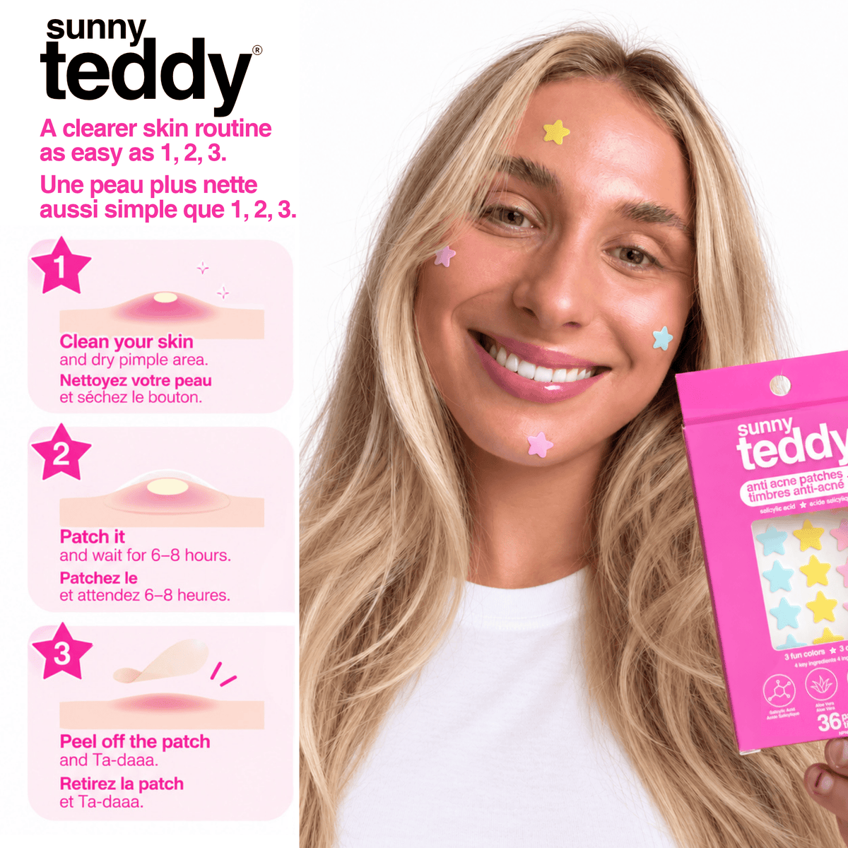 Sunny Teddy Pimple Patches - 72 Multicolour Stars