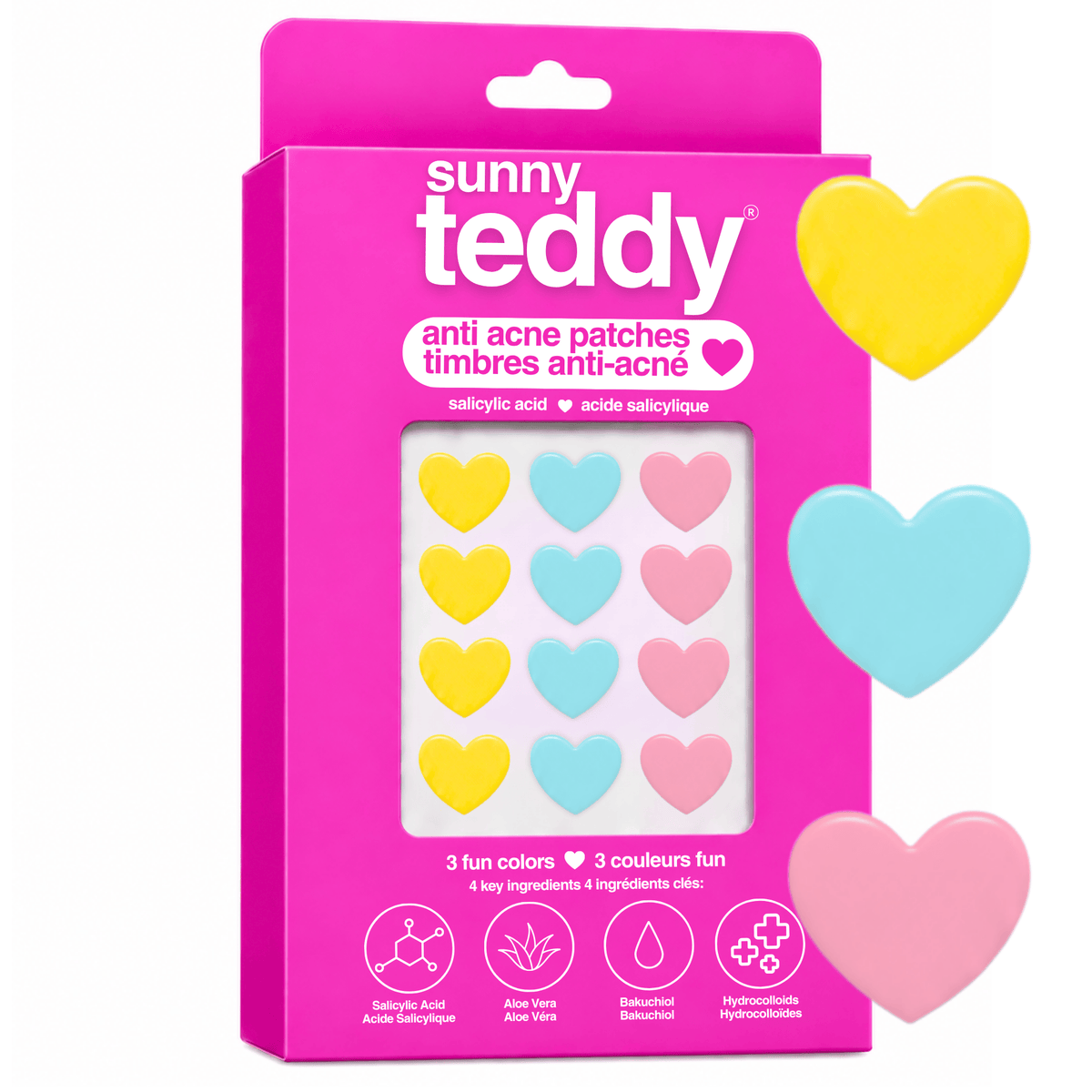 Sunny Teddy Pimple Patches - 72 Multicolor Hearts