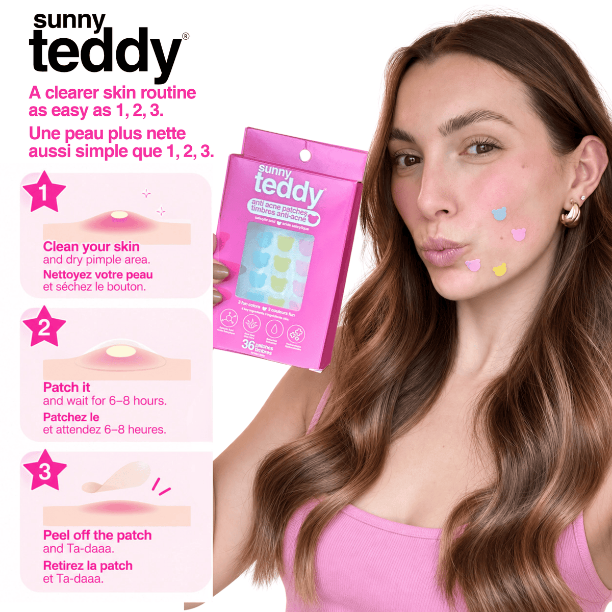 Sunny Teddy Pimple Patches - 72 Multicolour Teddies