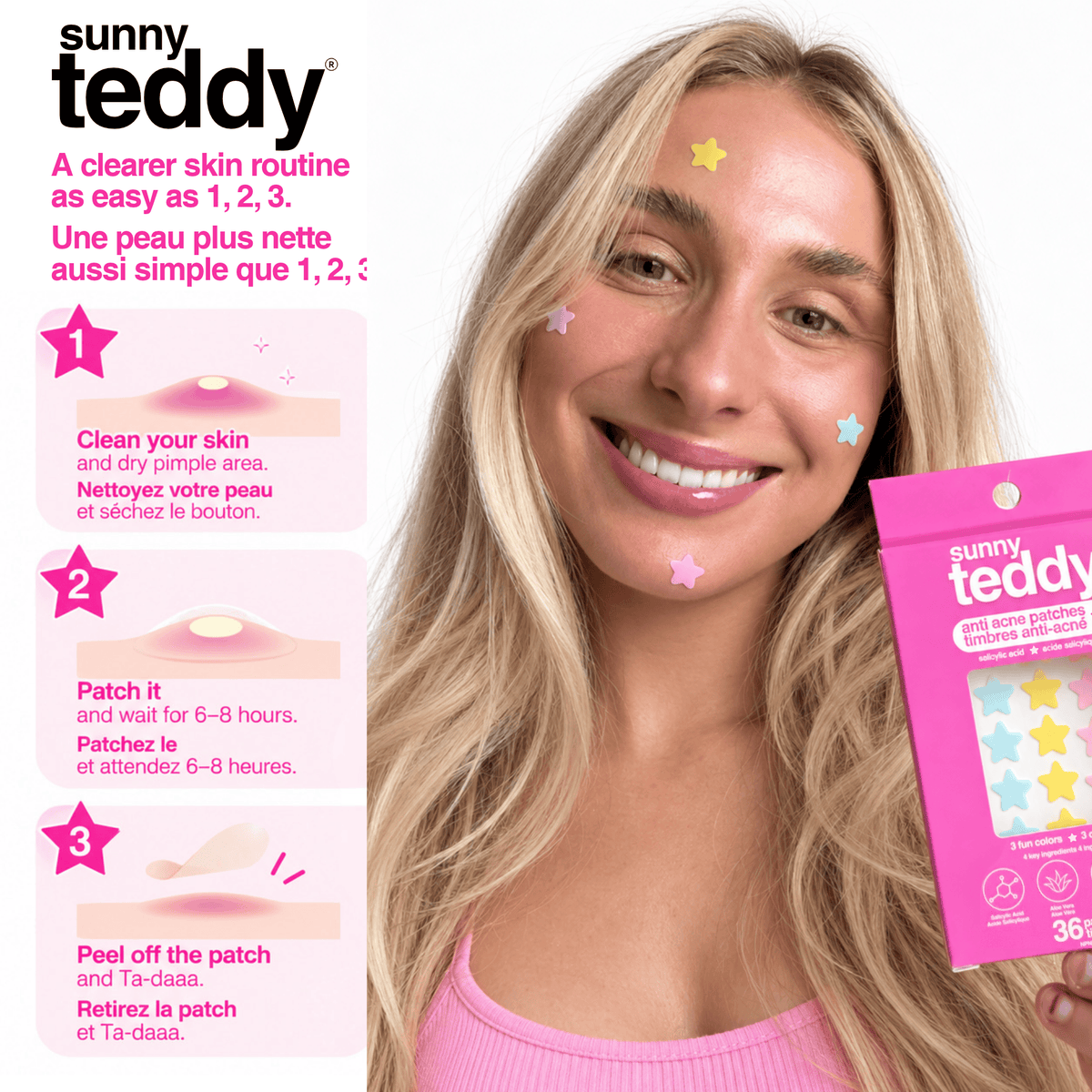 Sunny Teddy Pimple Patches - 72 Multicolour Stars